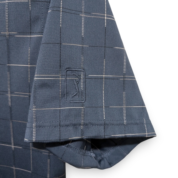 PGA Tour Licsenced Golf Polo Men's XL Blue Short Checkered Performance Shirt - Picture 4 of 5